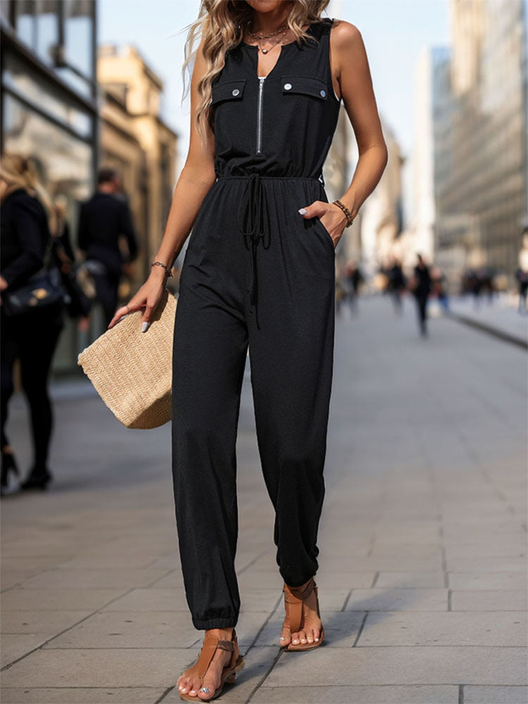 
                  
                    Half Zip Sleeveless Jumpsuit with Pockets
                  
                