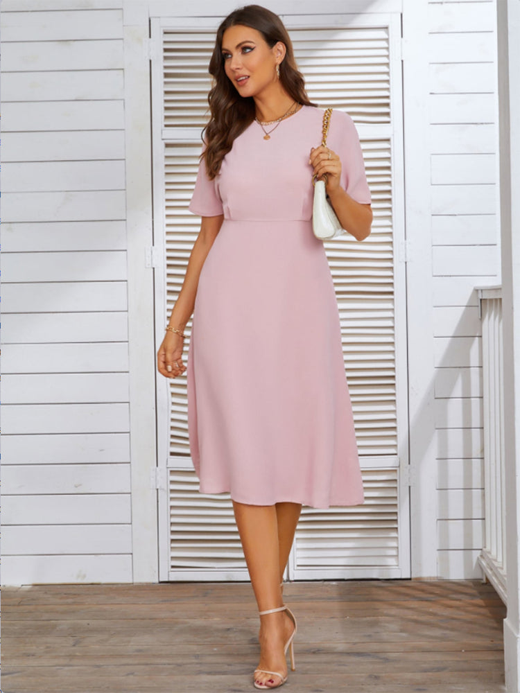 
                  
                    Round Neck Short Sleeve Midi Dress
                  
                