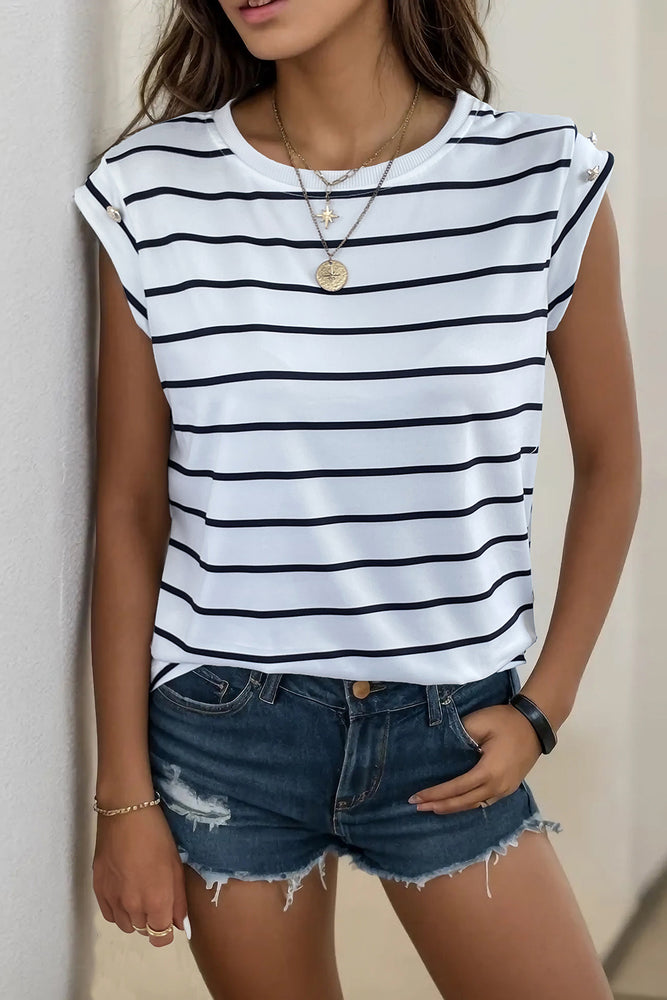 
                  
                    Decorative Button Round Neck T-Shirt
                  
                