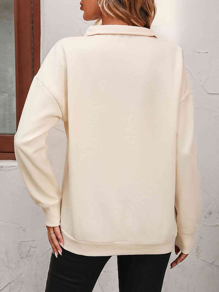 
                  
                    Zip-Up Dropped Shoulder Sweatshirt
                  
                