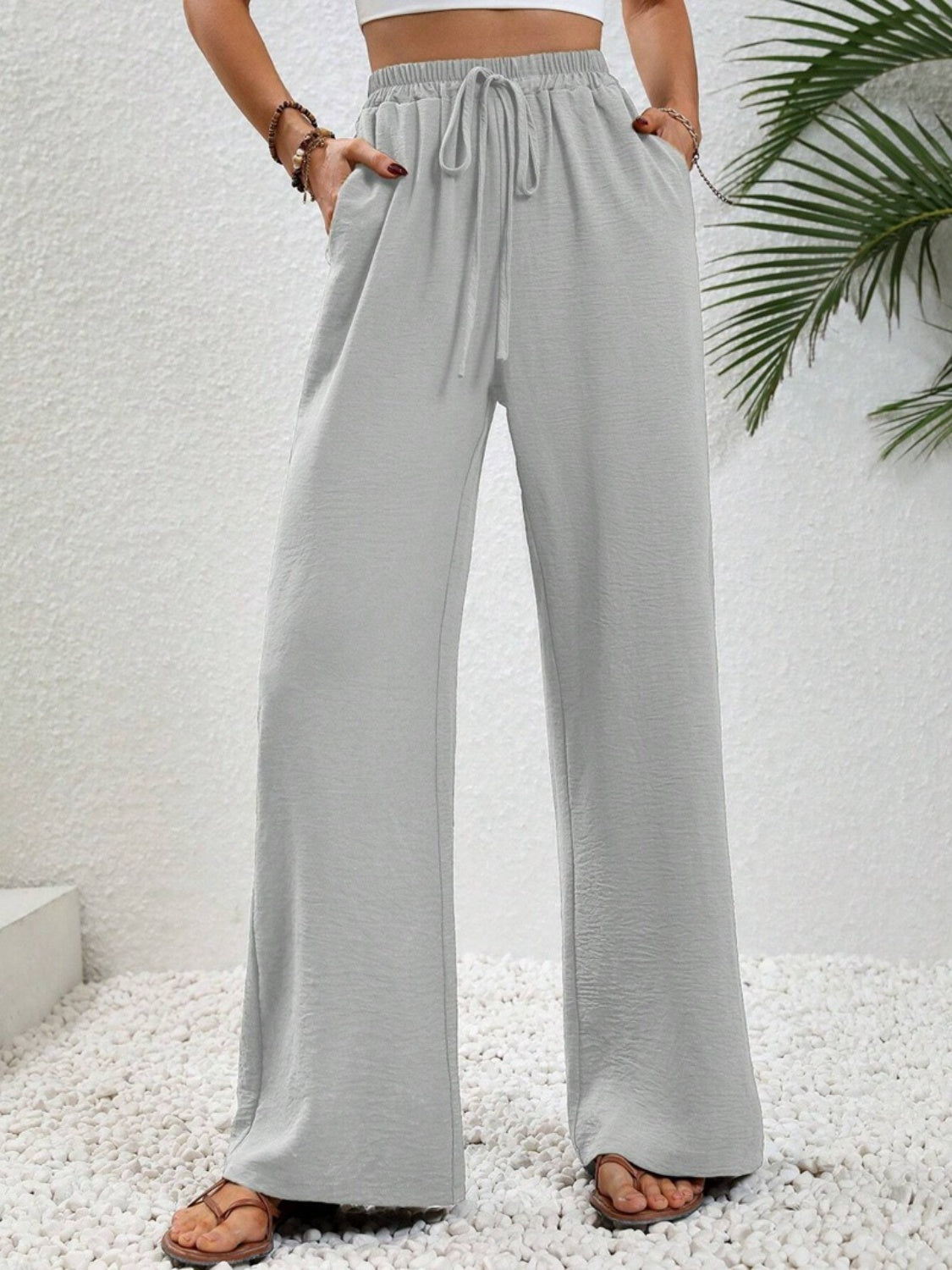 
                  
                    Wide Leg Drawstring Pants
                  
                