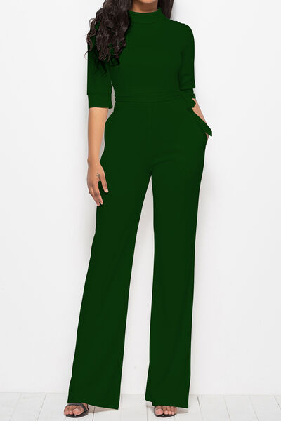 
                  
                    Mock Neck Tie-Waist Half Sleeve Jumpsuit
                  
                