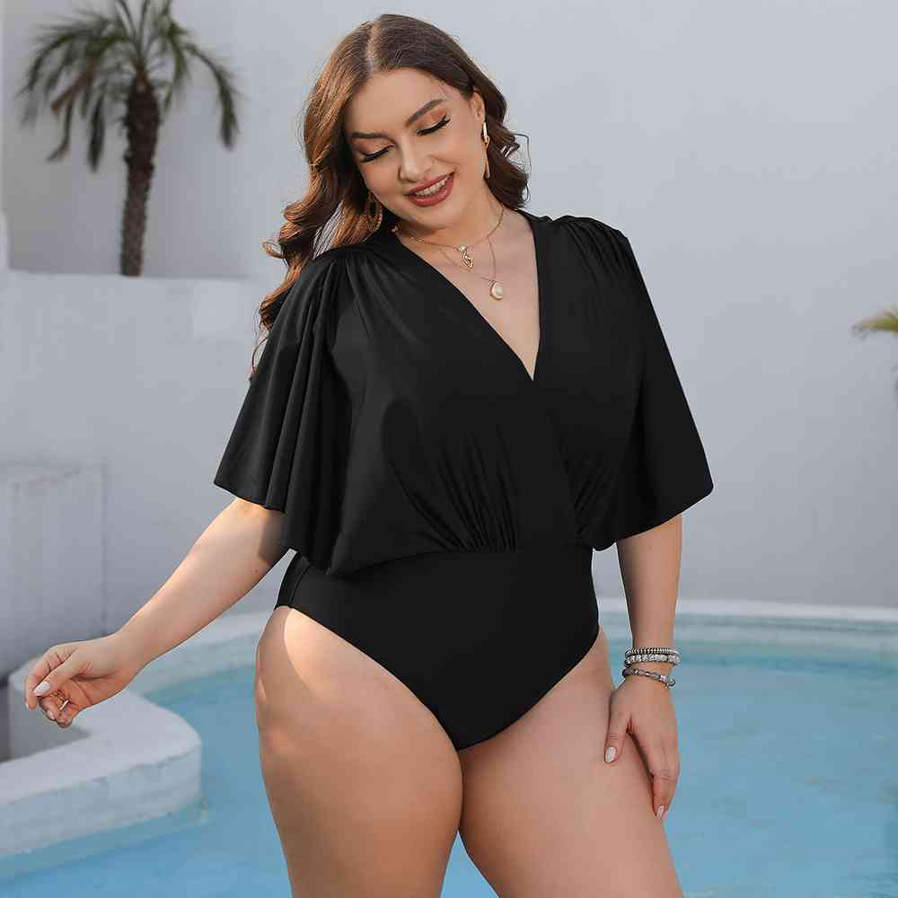 
                  
                    Ruched Surplice Neck One-Piece Swimsuit
                  
                