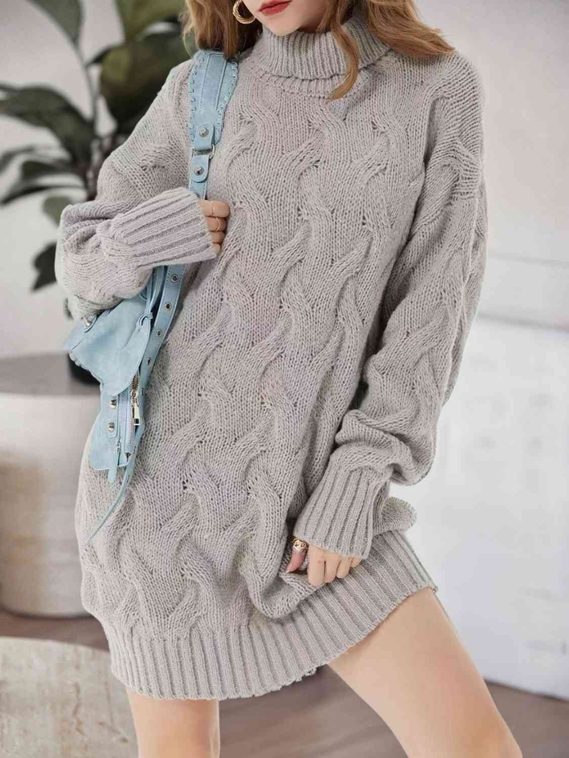 
                  
                    Cable-Knit Turtleneck Sweater Dress
                  
                