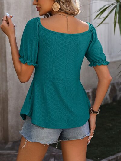 
                  
                    Ruched V-Neck Flounce Sleeve Blouse
                  
                