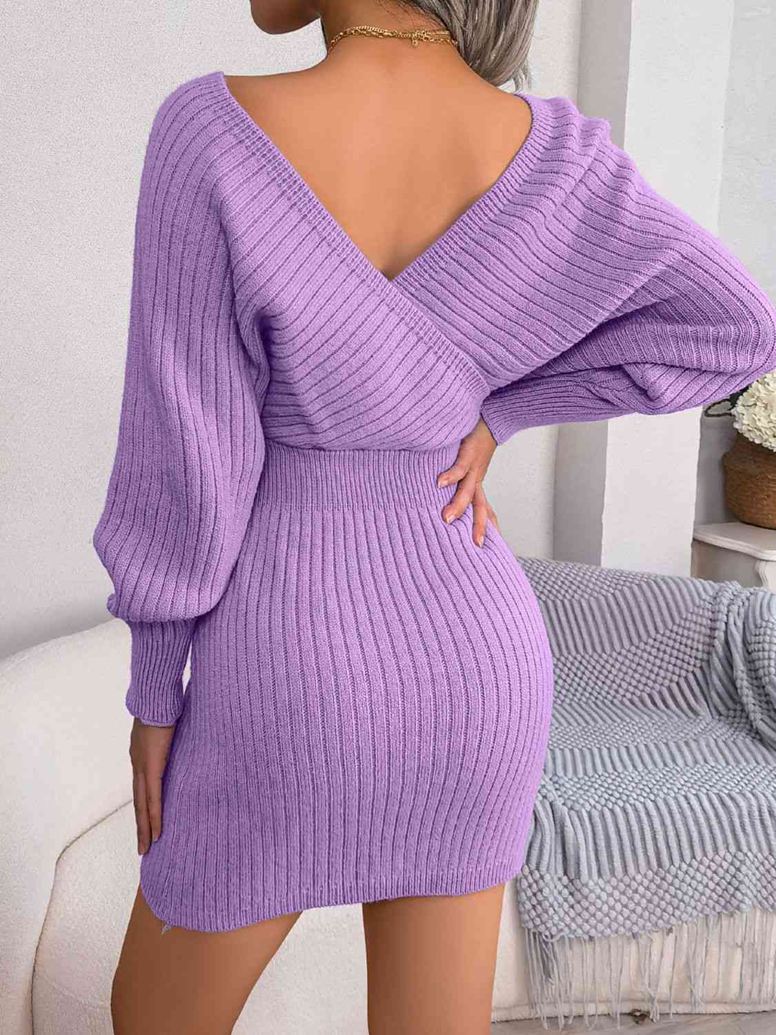 
                  
                    Rib-Knit Dolman Sleeve Sweater Dress
                  
                