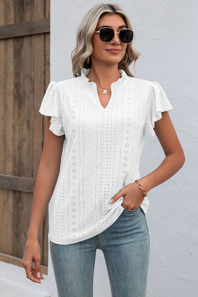 
                  
                    Eyelet Notched Flutter Sleeve T-Shirt
                  
                