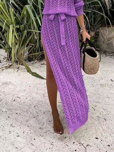 
                  
                    Slit Openwork Single Shoulder Knit Dress
                  
                