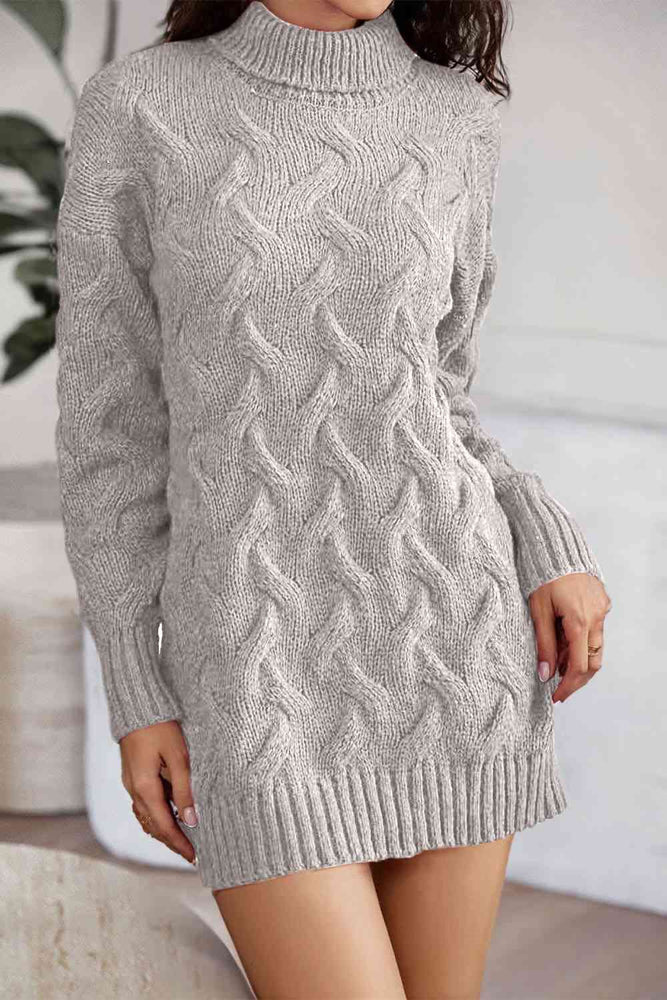 
                  
                    Cable-Knit Turtleneck Sweater Dress
                  
                