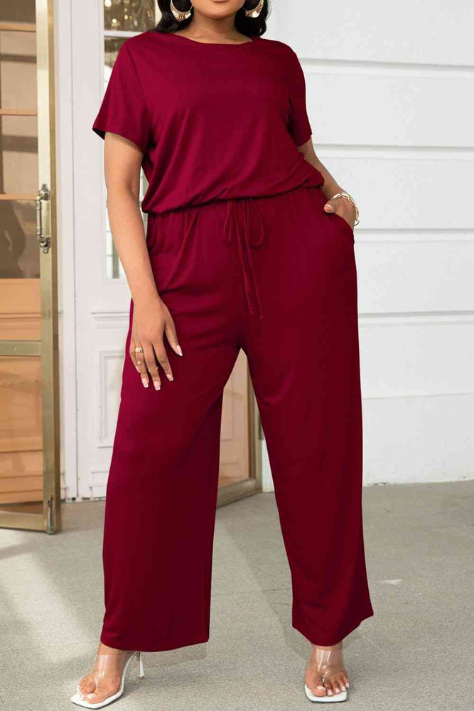 
                  
                    Drawstring Waist Short Sleeve Jumpsuit
                  
                