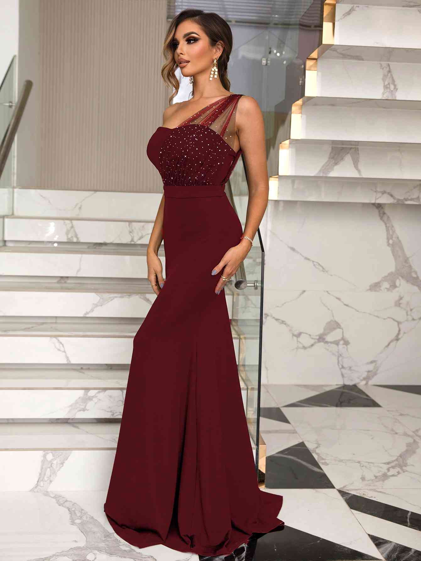 
                  
                    Rhinestone One-Shoulder Formal Dress
                  
                