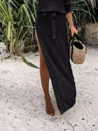 
                  
                    Slit Openwork Single Shoulder Knit Dress
                  
                