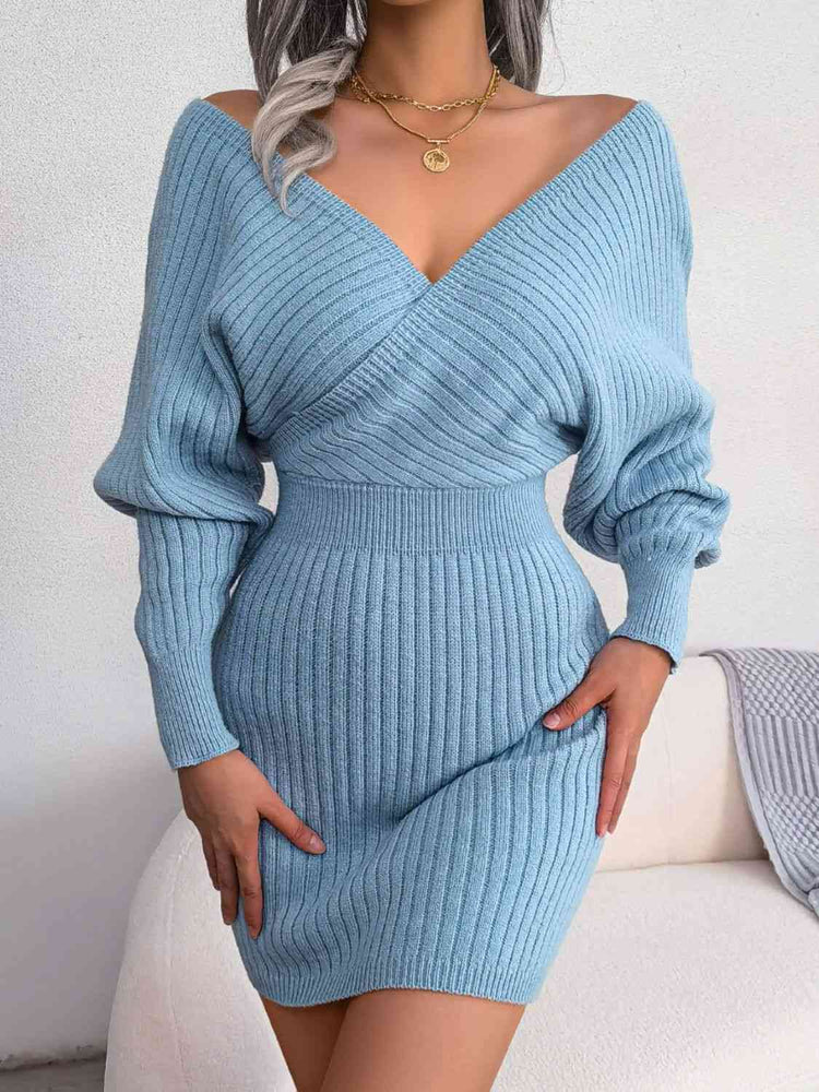 
                  
                    Rib-Knit Dolman Sleeve Sweater Dress
                  
                