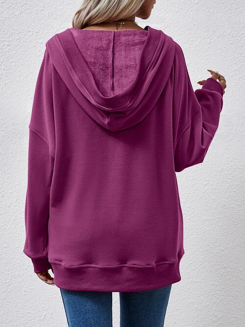 
                  
                    V-Neck Drop Shoulder Long Sleeve Hoodie
                  
                