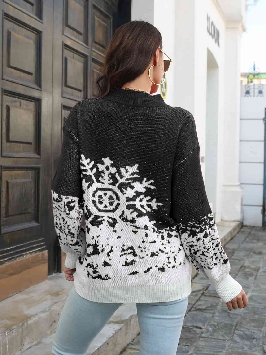 
                  
                    Snowflake Pattern Mock Neck Sweater
                  
                