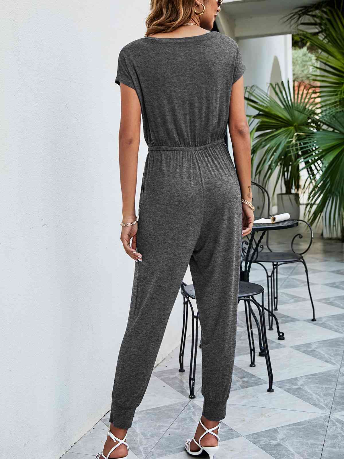 
                  
                    Drawstring Waist Short Sleeve Jogger Jumpsuit
                  
                