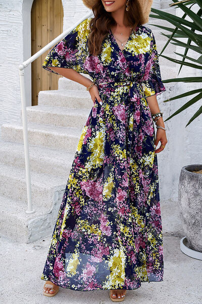 
                  
                    Printed Tied Half Sleeve Slit Dress
                  
                