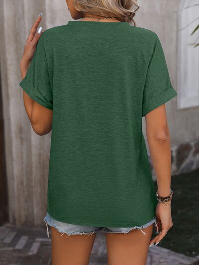 
                  
                    Notched Buttoned Short Sleeve T-Shirt
                  
                