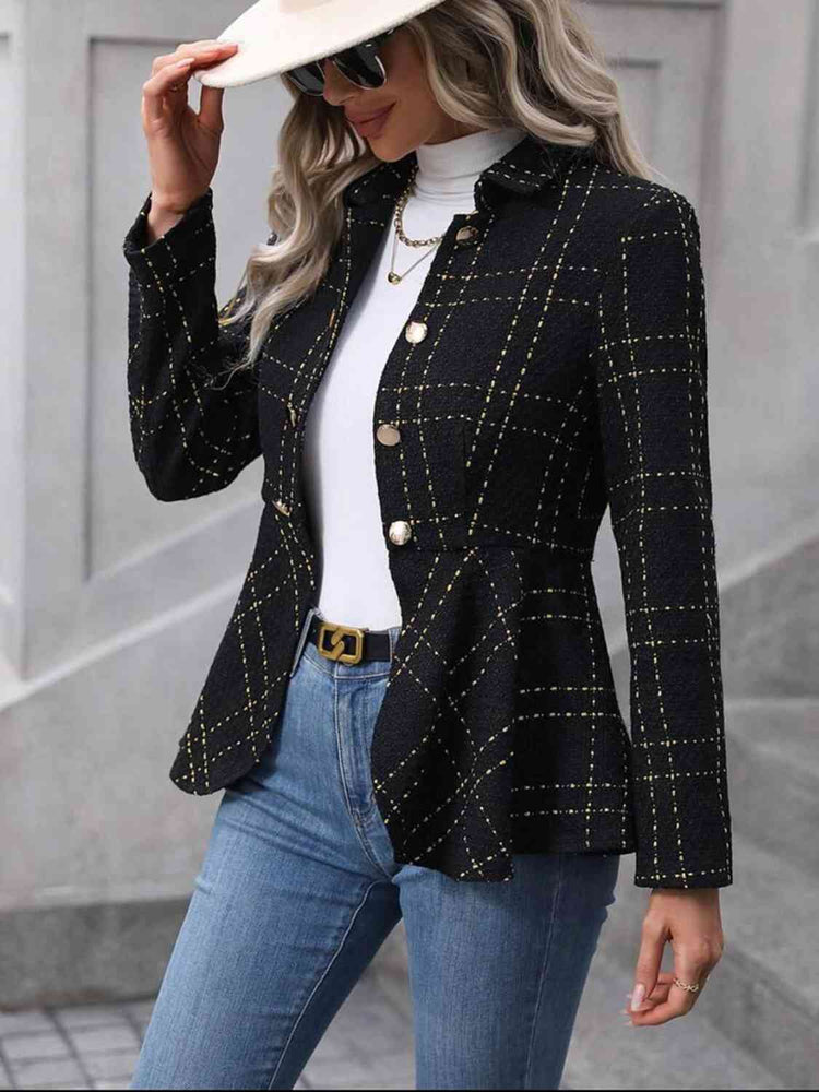 
                  
                    Ruffle Hem Collared Blazer
                  
                