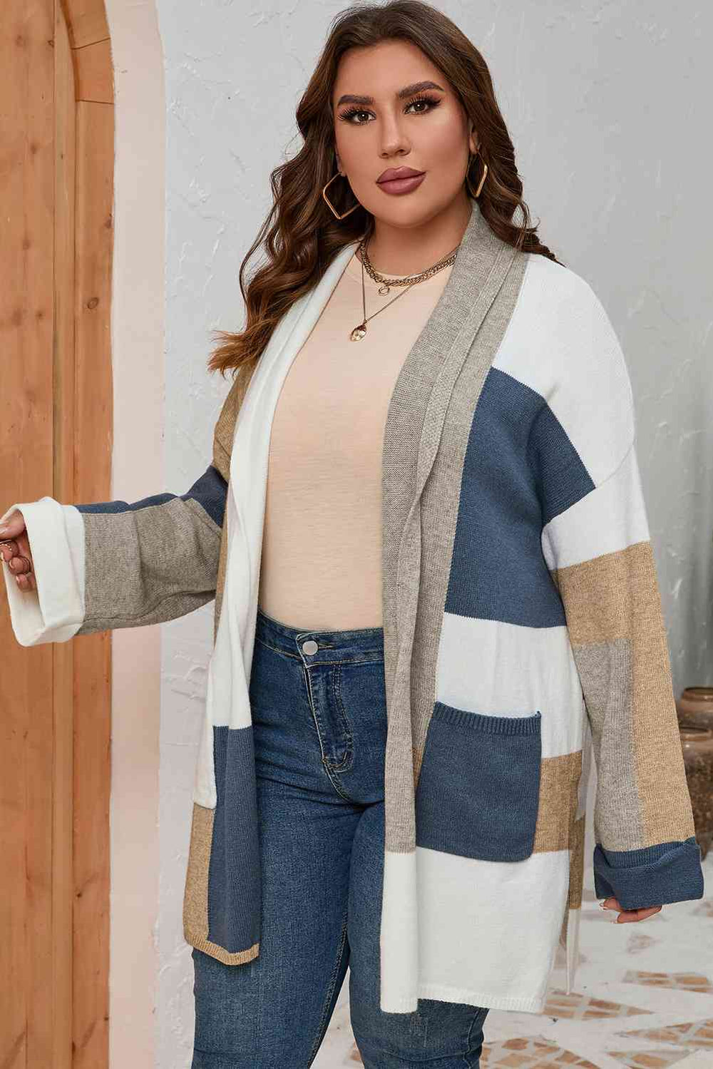 Color Block Long Sleeve Cardigan