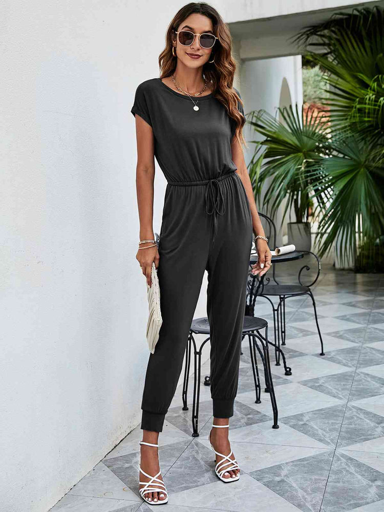 
                  
                    Drawstring Waist Short Sleeve Jogger Jumpsuit
                  
                