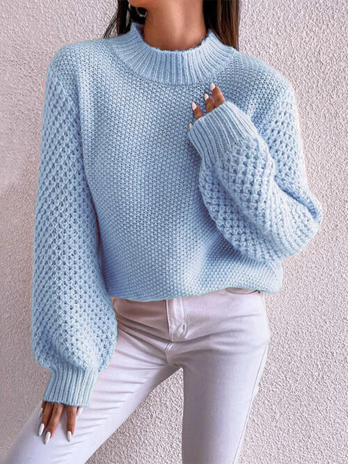 
                  
                    Openwork Mock Neck Long Sleeve Sweater
                  
                