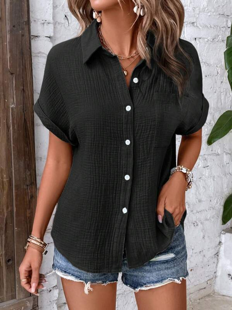 
                  
                    Textured Button Up Short Sleeve Shirt
                  
                