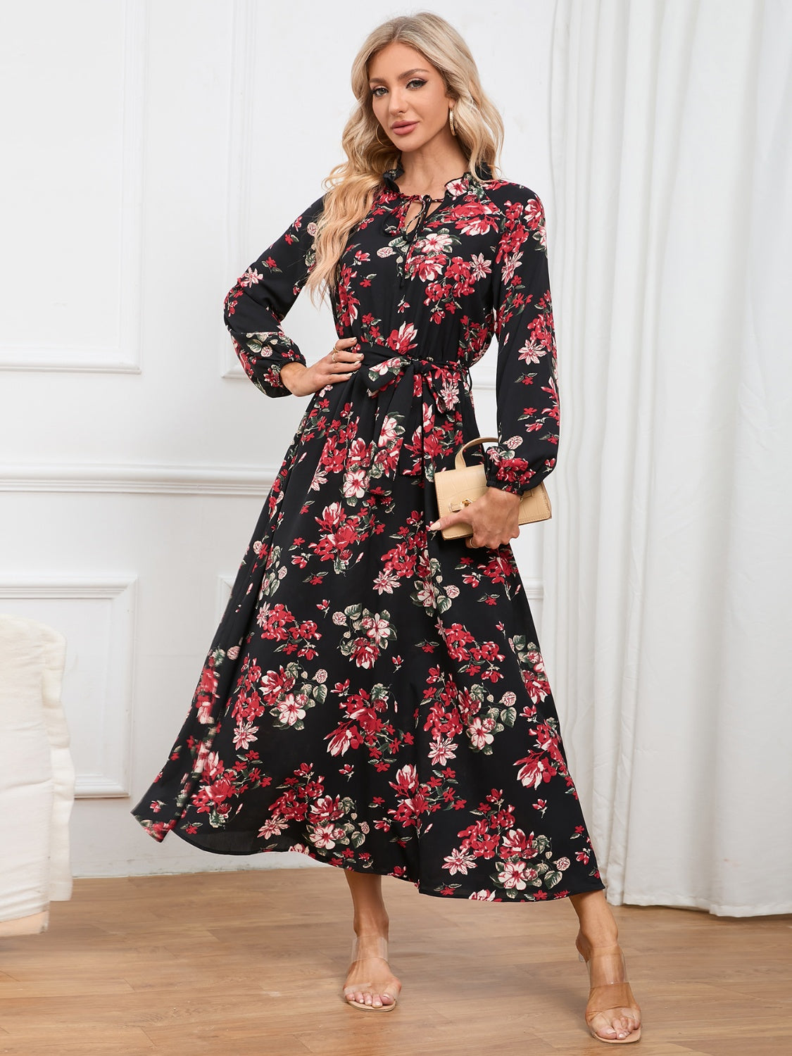 
                  
                    Floral Tie Front Balloon Sleeve Dress
                  
                