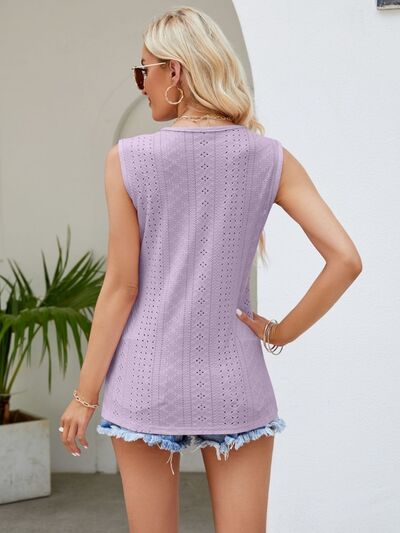 
                  
                    Eyelet Lace Detail V-Neck Tank
                  
                