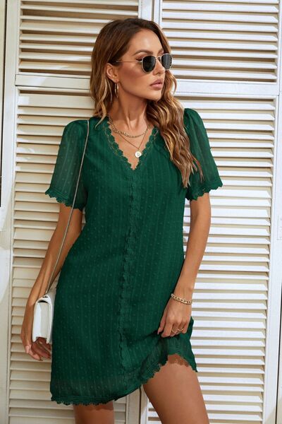 
                  
                    Lace Detail V-Neck Short Sleeve Dress
                  
                