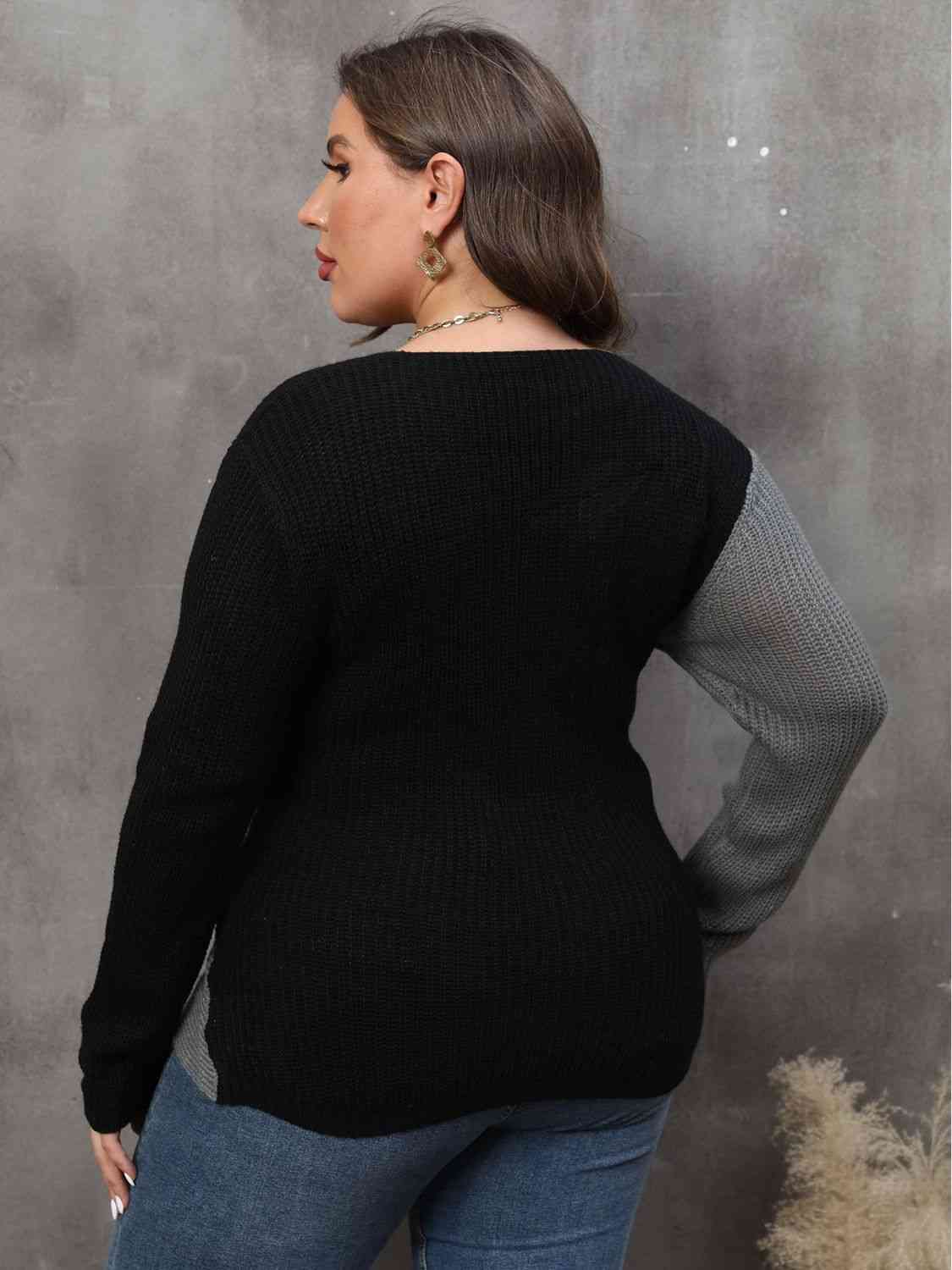 
                  
                    Two-Tone Surplice Neck Sweater
                  
                