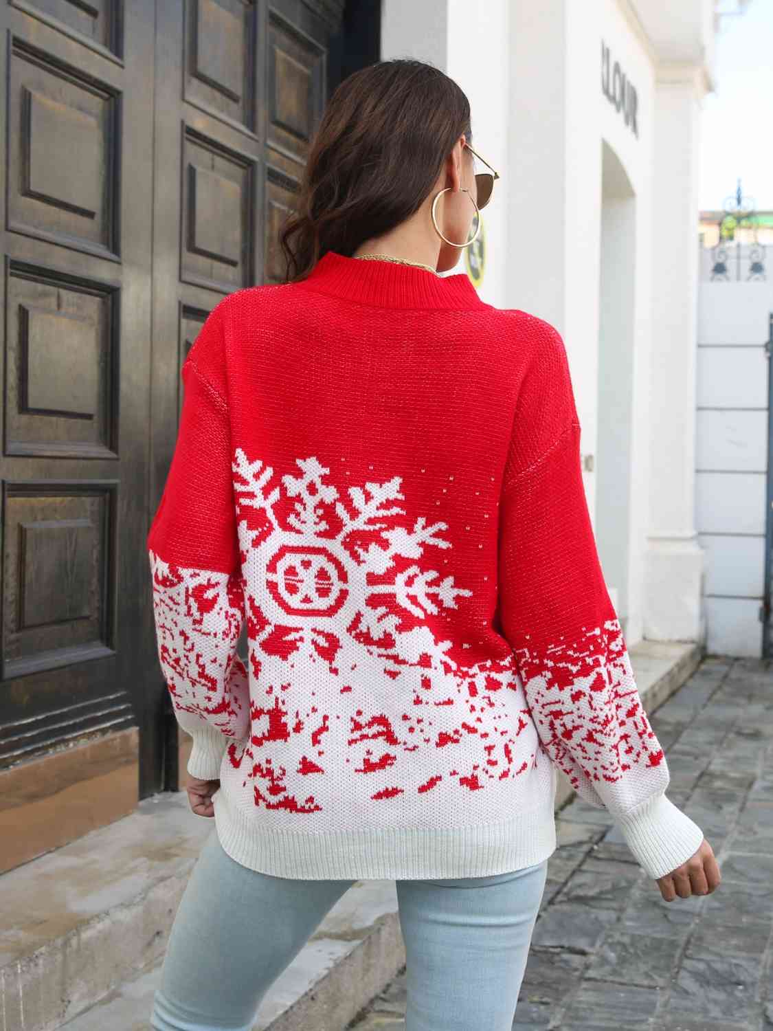 
                  
                    Snowflake Pattern Mock Neck Sweater
                  
                