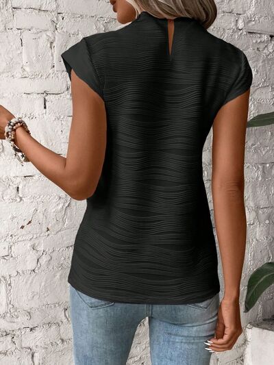 
                  
                    Mock Neck Cap Sleeve T-Shirt
                  
                