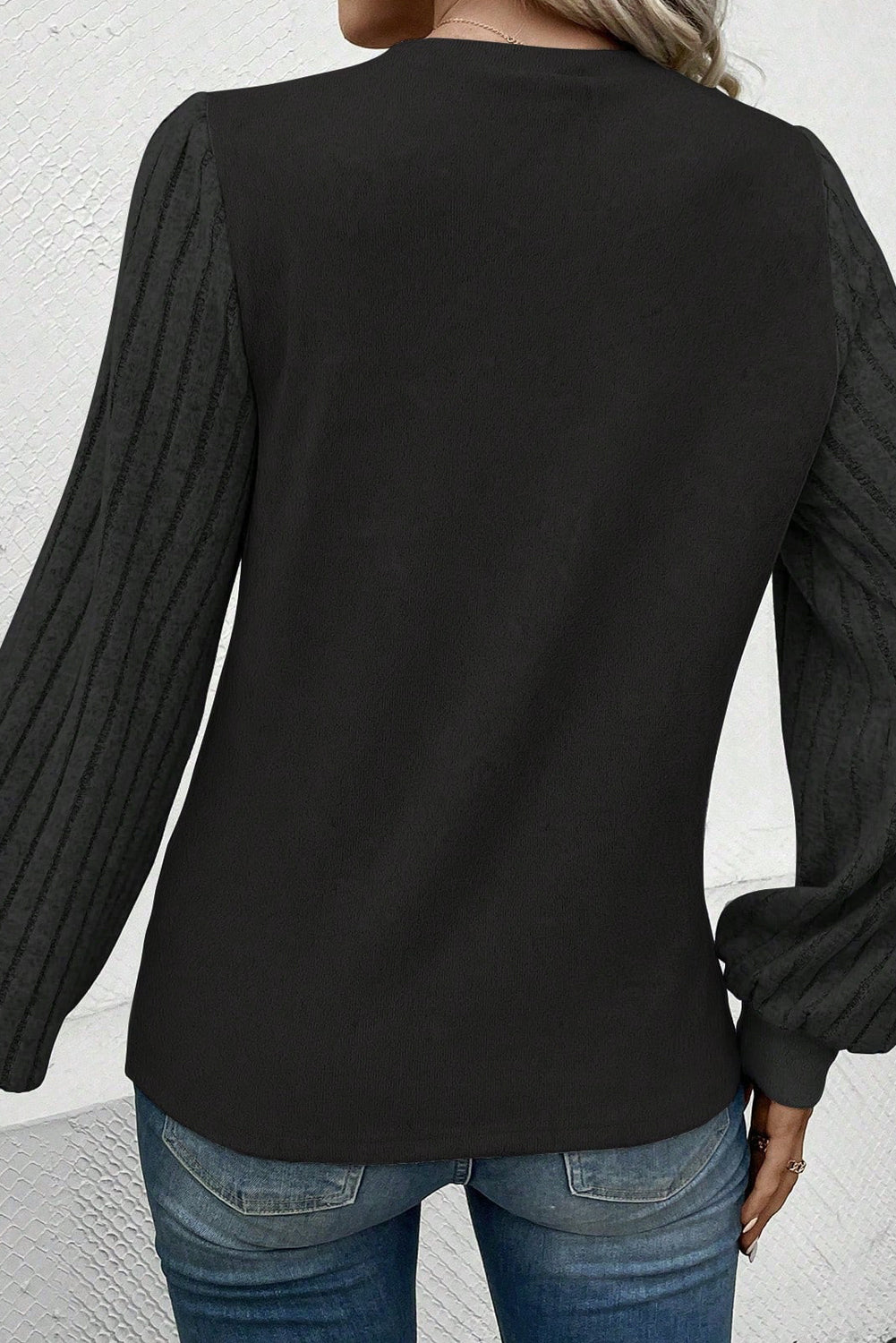 
                  
                    Ribbed Round Neck Long Sleeve Knit Top
                  
                