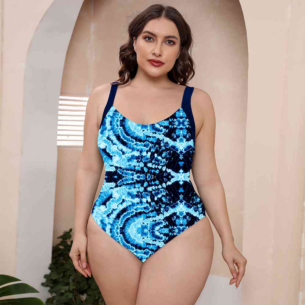 Printed Scoop Neck Sleeveless One-Piece Swimsuit