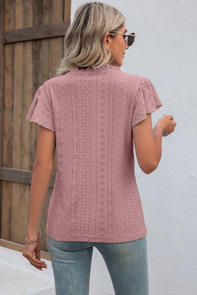 
                  
                    Eyelet Notched Flutter Sleeve T-Shirt
                  
                