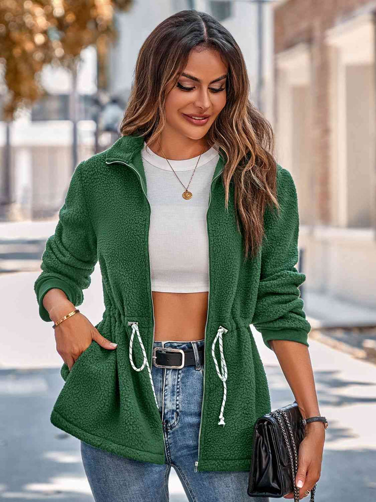 
                  
                    Drawstring Waist Zip-Up Fleece Jacket
                  
                