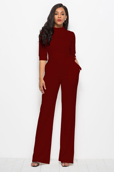 
                  
                    Mock Neck Tie-Waist Half Sleeve Jumpsuit
                  
                