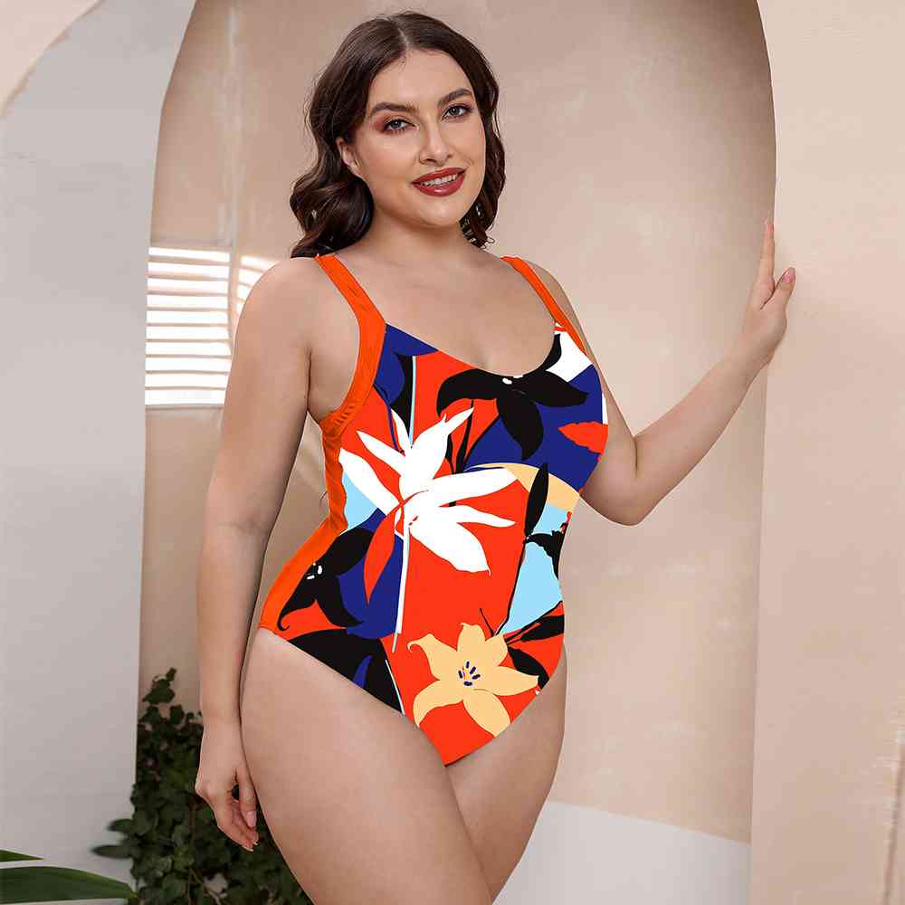 
                  
                    Printed Scoop Neck Sleeveless One-Piece Swimsuit
                  
                