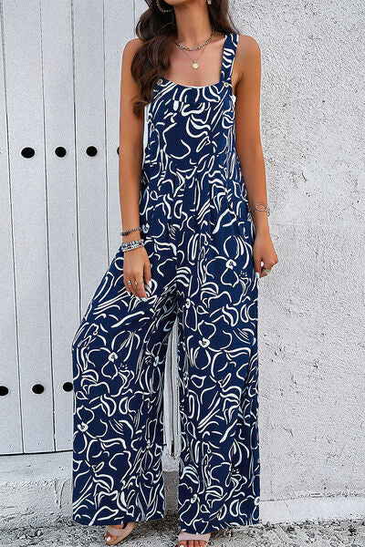 
                  
                    Printed Wide Strap Jumpsuit with Pockets
                  
                