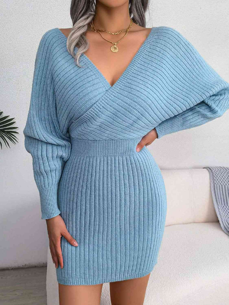 
                  
                    Rib-Knit Dolman Sleeve Sweater Dress
                  
                