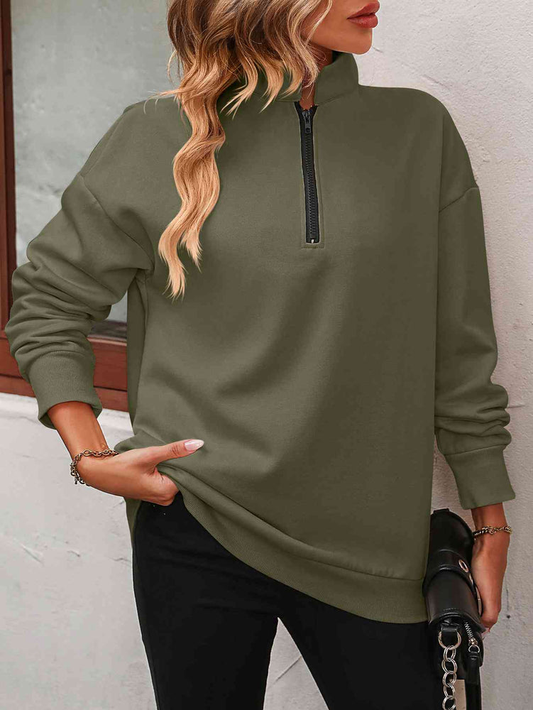 
                  
                    Zip-Up Dropped Shoulder Sweatshirt
                  
                