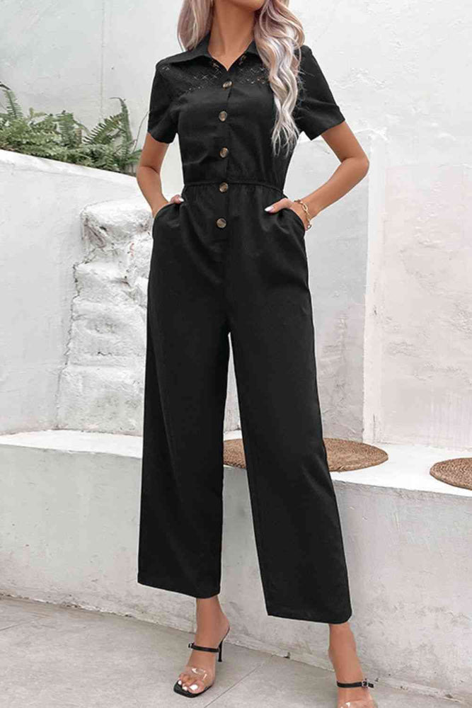 
                  
                    Collared Neck Short Sleeve Jumpsuit
                  
                