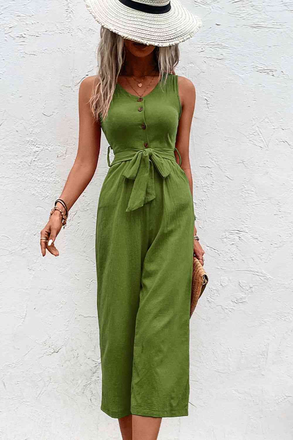 
                  
                    Tie Belt Sleeveless Jumpsuit with Pockets
                  
                