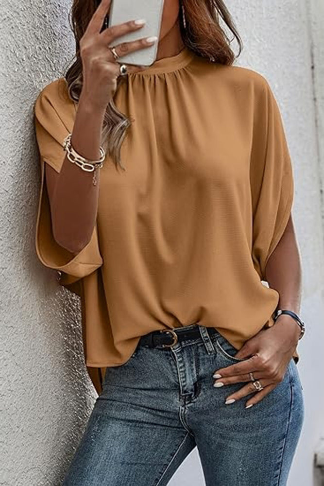 
                  
                    Tie Back Slit Half Sleeve Blouse
                  
                