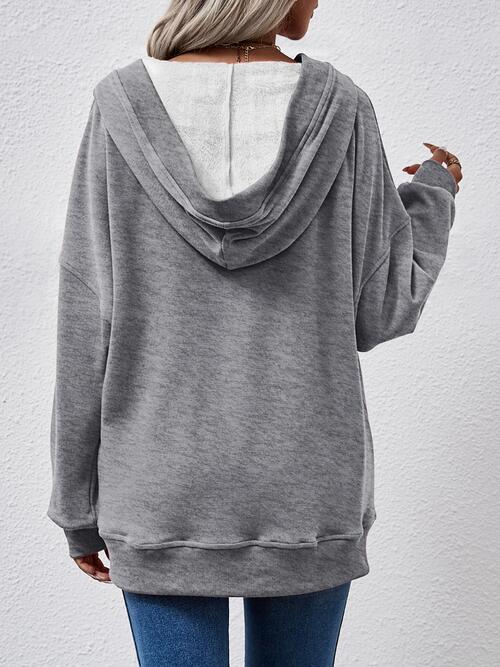 
                  
                    V-Neck Drop Shoulder Long Sleeve Hoodie
                  
                