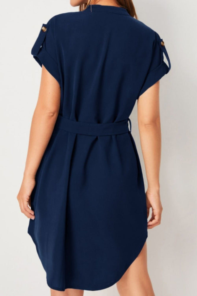 
                  
                    Tied Notched Short Sleeve Dress
                  
                