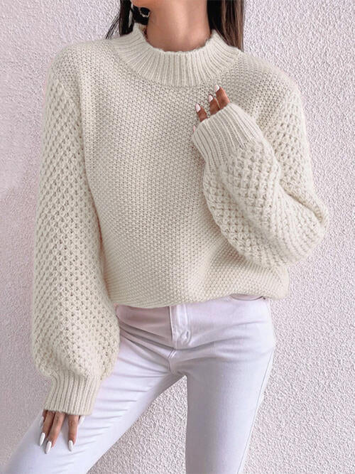 
                  
                    Openwork Mock Neck Long Sleeve Sweater
                  
                