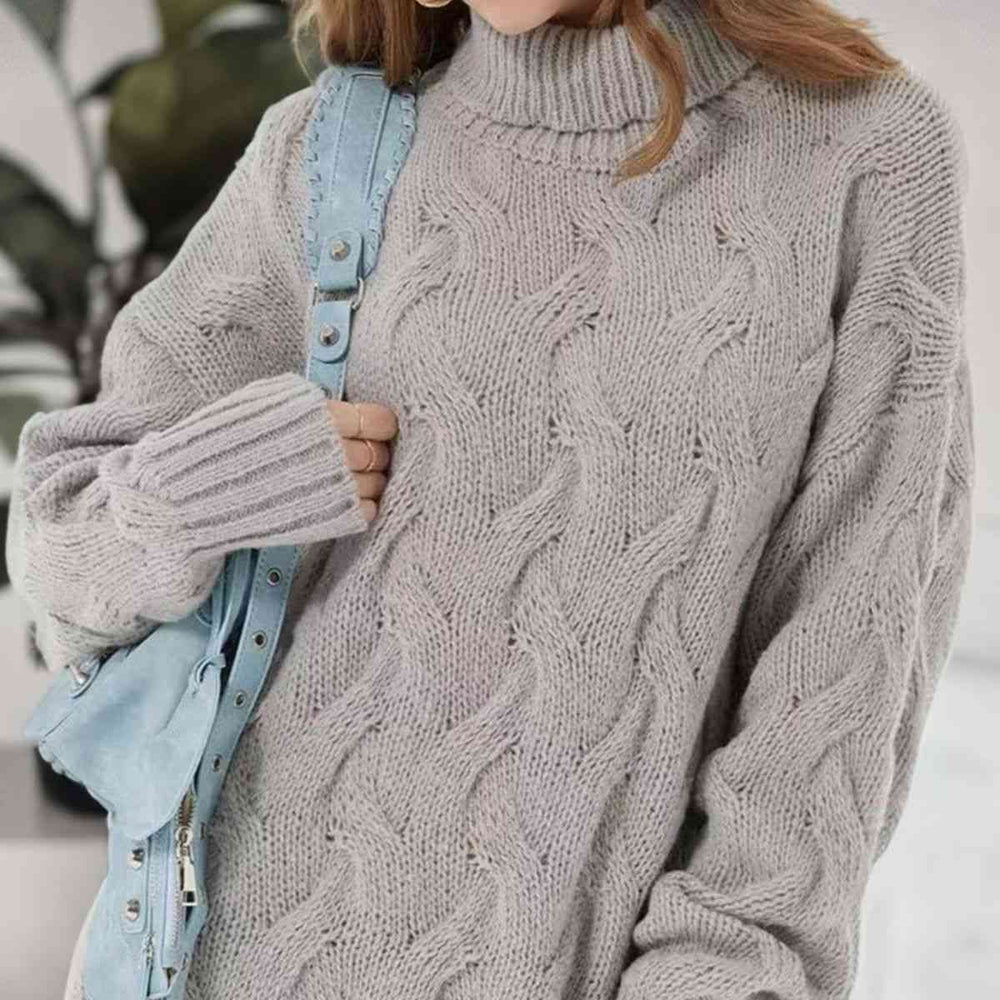 
                  
                    Cable-Knit Turtleneck Sweater Dress
                  
                