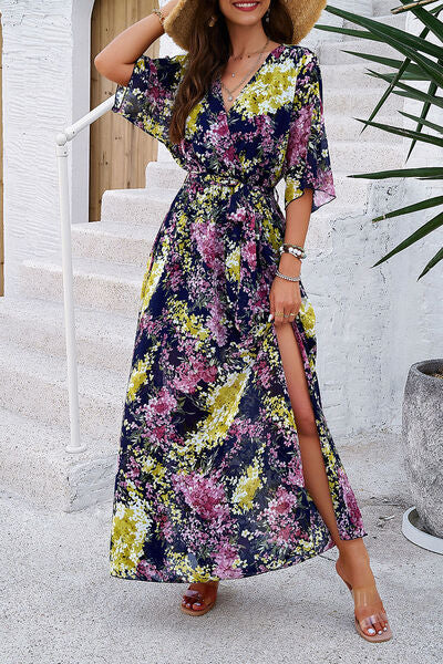 
                  
                    Printed Tied Half Sleeve Slit Dress
                  
                